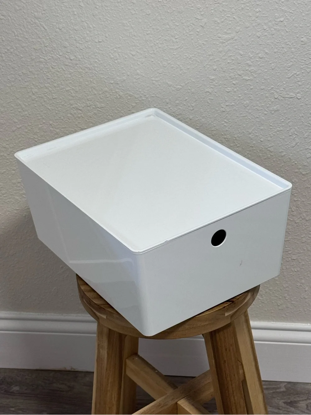 IKEA KUGGIS Storage Box with Lid White Minimalist Home Office Organizer